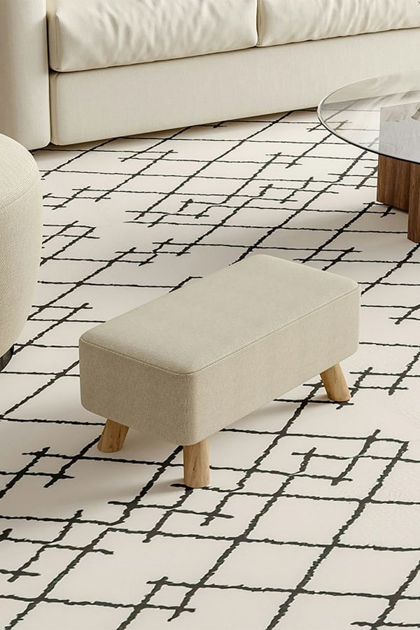 Living and Home 57cm W Beige Rectangular Tofu-shaped Footstool