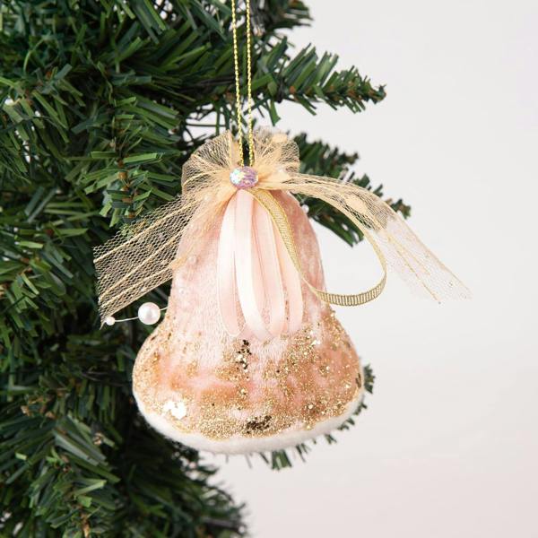 1cm Pink Santa Bell Hanging Decoration Set of 3 for Christmas Trees, Wreaths and Displays image 4