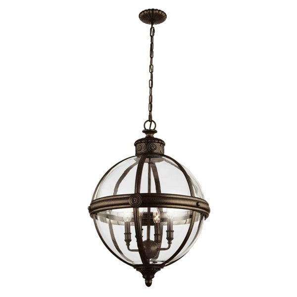 4 Bulb Chandelier Hanging Pendant LIght British Bronze LED E14 60W Bulb Loops