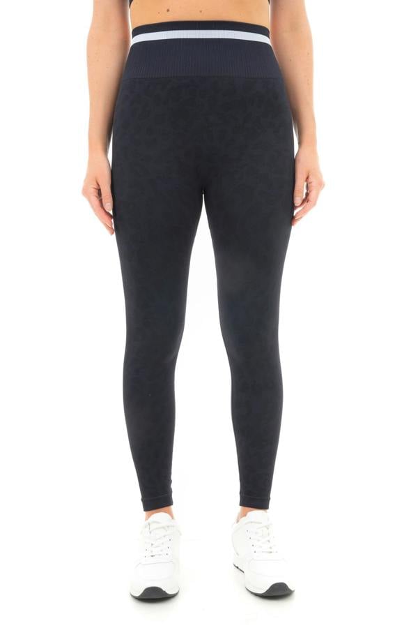 Women's Leopard Print High Waisted Seamless Leggings - Black