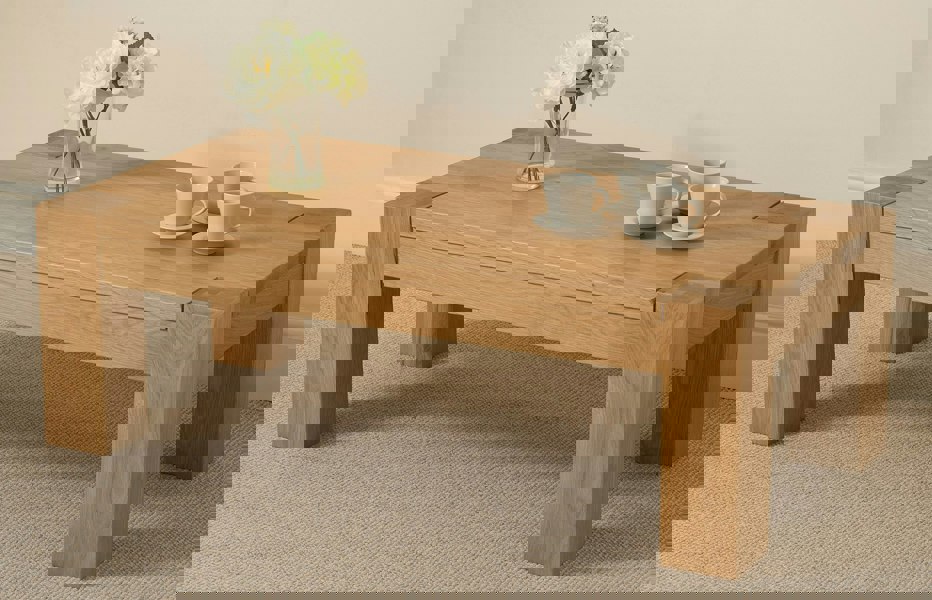 That's Furniture Kuba Chunky Oak Coffee Table for Living Room - 120cm