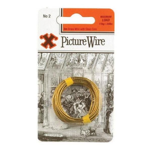 X Brass Picture Wire No 2 Solid 3m Blister Pack - One Colour - 
