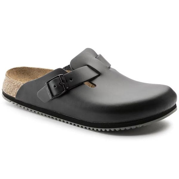 Birkenstock Boston Super Grip Natural Leather - Black - Daley Footwear