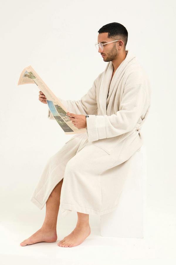 Mister You Bamboo Towelling Robe in Light Grey - Robes