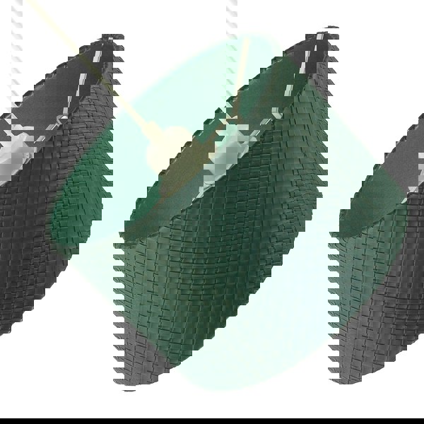 Dark Forest Green Faux-Leather Woven Drum Lampshade with Cotton Lining Image 5