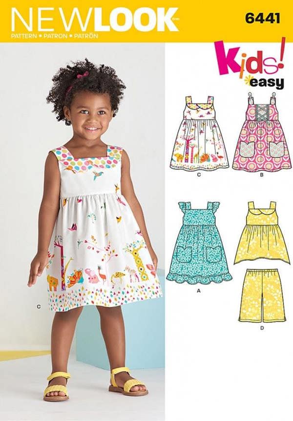 New Look Sewing Pattern 6441, Dresses, Trousers, Tops for Kids, Baby, A (1/2-1-2-3-4) - Easy