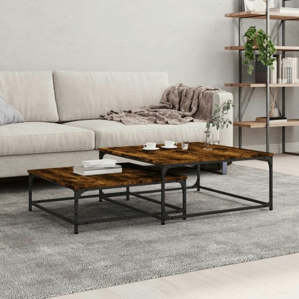 Berkfield Nesting Coffee Tables 2 pcs Smoked Oak Engineered Wood