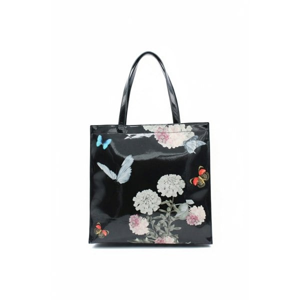 Kitise Patent Floral Butterfly Spacious Tote Shoulder Bag
