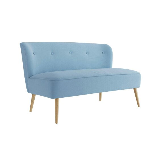 Wyld Haus Hettie Soft Blue 2 Seater Love Sofa Wooden Legs