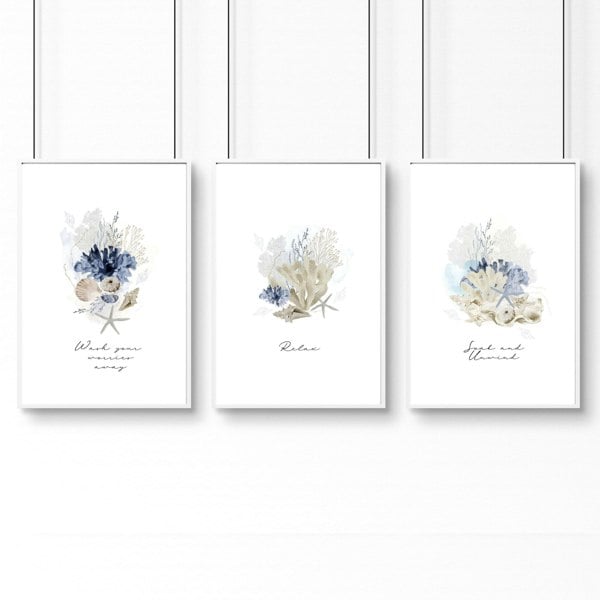 Pictures for bathrooms | set of 3 Coastal wall prints