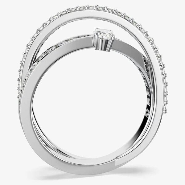 Swarovski Hyperbola Rhodium Plated Twisted Crossover Ring 569123