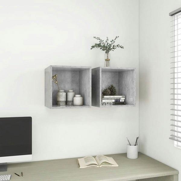 Berkfield Wall Cabinets 2 pcs Concrete Grey 37x37x37 cm Engineered Wood