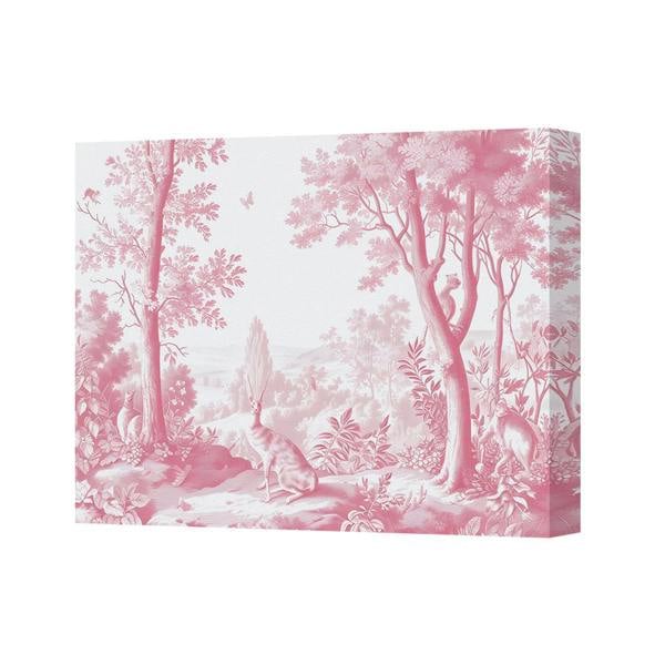 Benjamin Tate Design Pink Garden Scene Canvas Art Print Gallery Wrapped In Contemporary Style