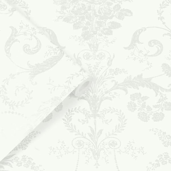Laura Ashley Josette Wallpaper - White - 10m