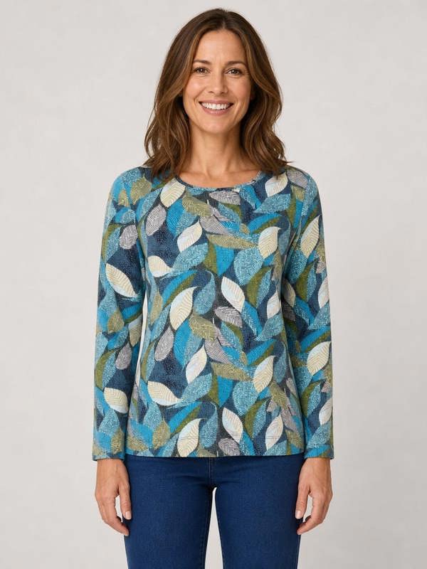 TIGI Dot Leaf Print Top