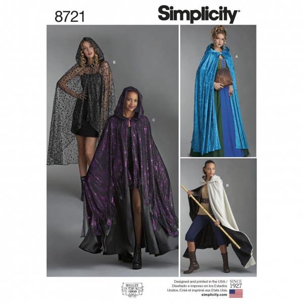 Simplicity Sewing Pattern 8721, Costumes, Capes for Women, One Size - Easy