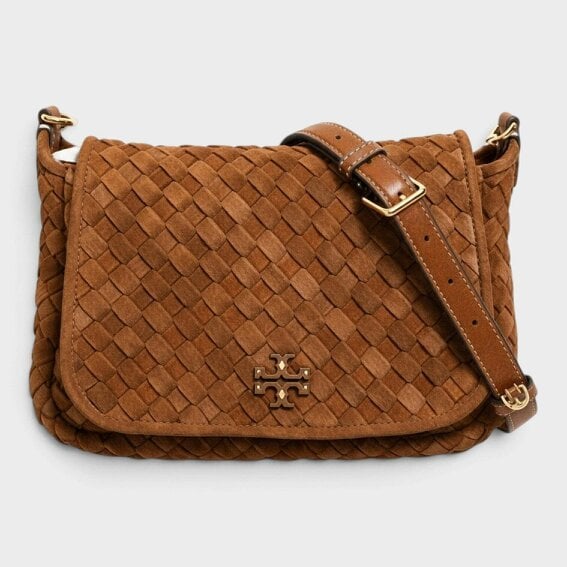 Tory Burch Thea Woven Suede Flap Chicory Brown