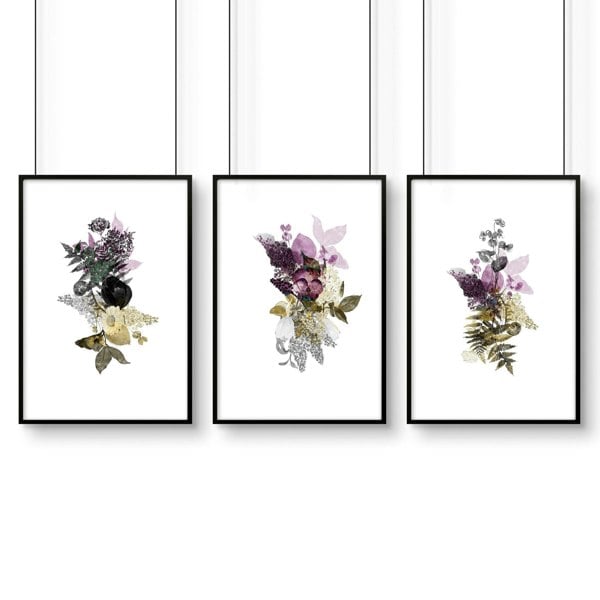 Art for kitchen walls | set of 3 Botanical Art prints