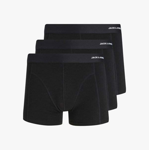 Jack & Jones BASIC BAMBOO Mens 3 Pack Trunks Black