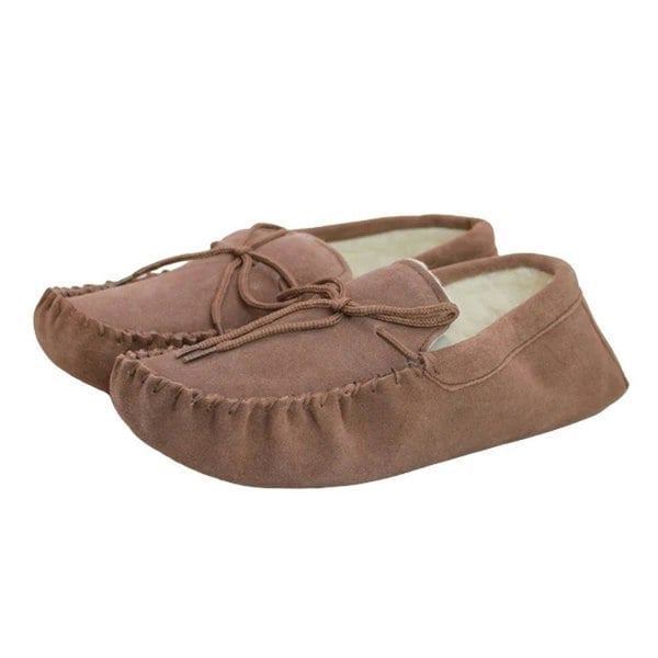 Eastern Counties Leather Unisex Adult Sheepskin Lined Hard Sole Moccasins - Camel