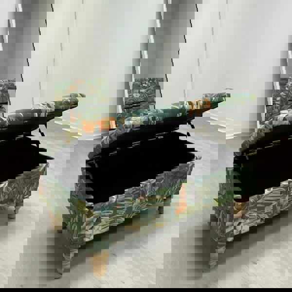 ISTOOLS Premium Green Floral Velvet Ottoman Bench with Storage – Luxury Coffee Table & Pouffe Seating