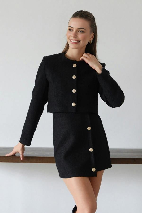 WOVCOR 2-Piece Woven Jacket-Skirt Set