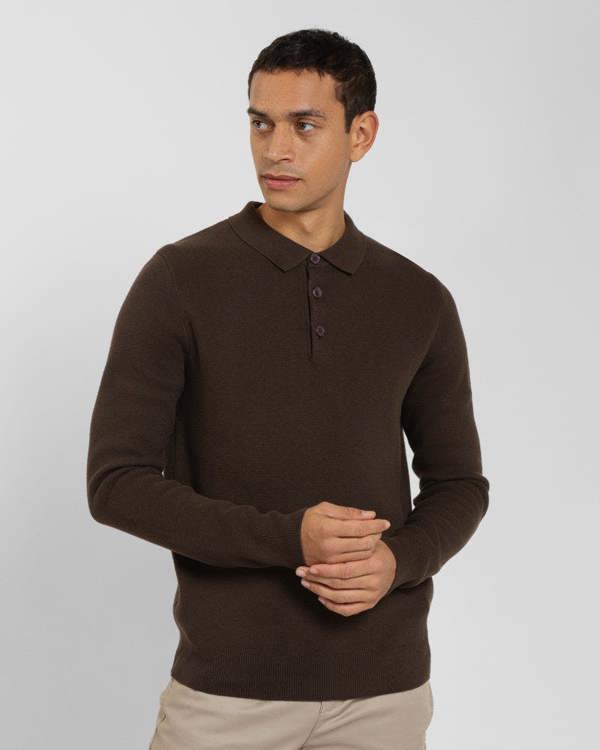Steel & Jelly Heavy Milano Knit Long Sleeve Polo Shirt