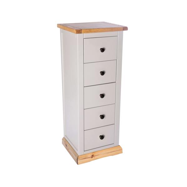 Cabinet Bits Bomporto 5 Drawer Narrow Chest of Drawers Brass Knob
