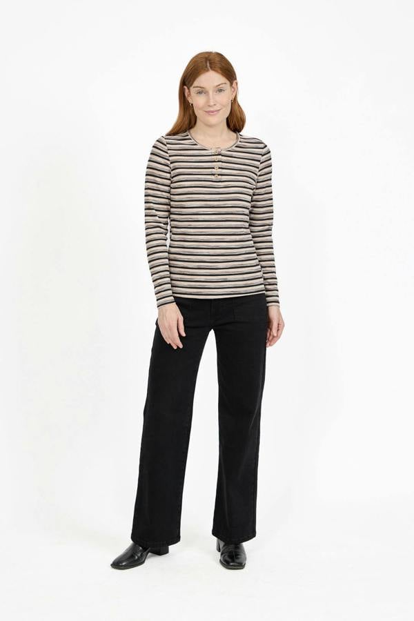 Mudflower Space Dye Ribbed Jersey Button-Up Top