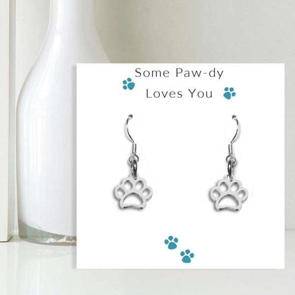 Aye Do Gifts Some Paw-dy Loves You - Paw Print Earrings & Gift Card