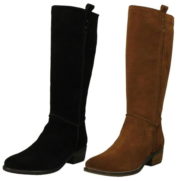 Spot On Ladies Low Cuban Heel Suede Leather High Leg Boot with Inside Zip F51230