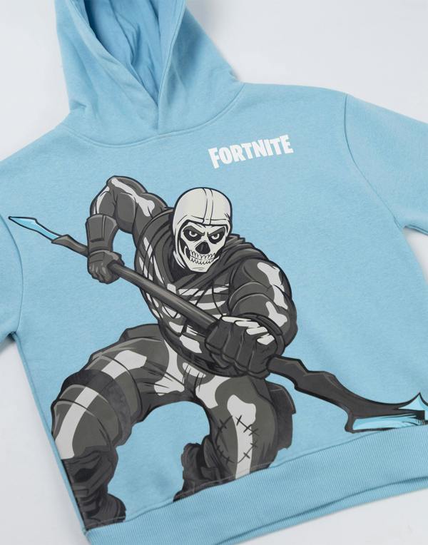 Vanilla Underground Fortnite Unisex Kids Blue Logo Hoodie