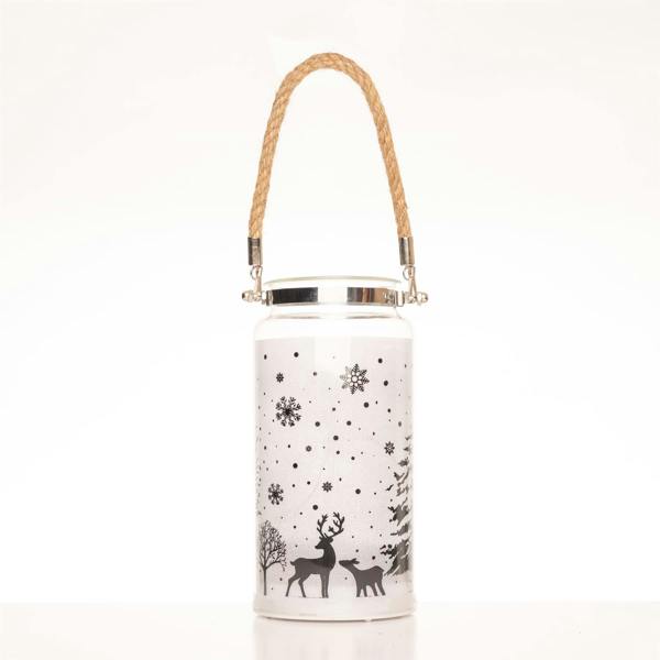 23cm Christmas Decorated Jar Table Lantern with Warm White LED Lights image 4