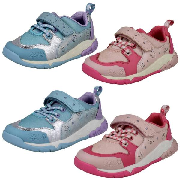 Clarks Girls Clarks Casual Glittery Trainers Tidal Shell