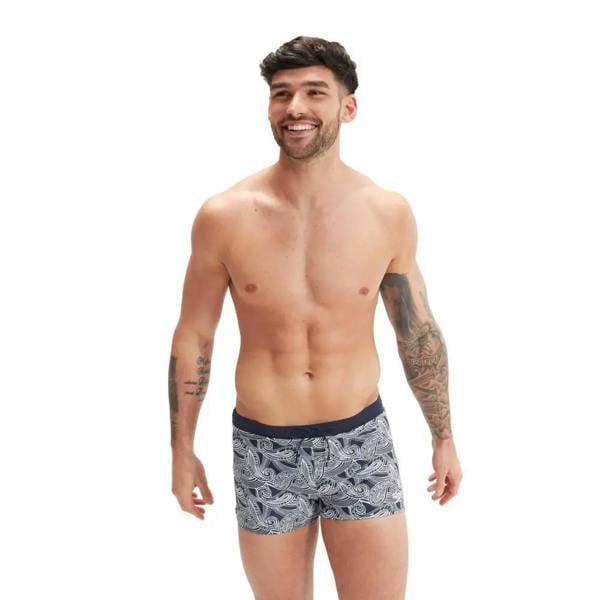 Speedo Valmilton Allover Aquashort navy white patterned trunks
