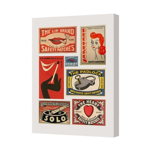 Benjamin Tate Design Vintage Safety Matches Canvas Art Print Collage Wall Decor