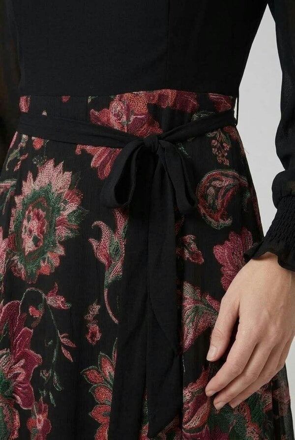 Izabel London Printed Semi Sheer Tie Waist Midi Dress