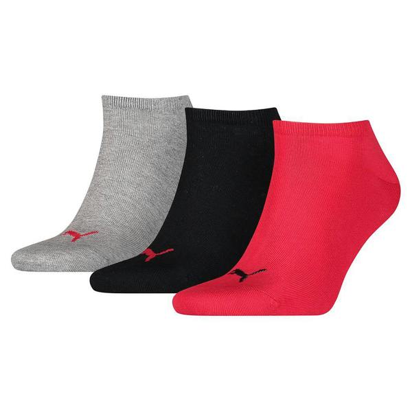 Puma Unisex Adult Invisible Socks (Pack of 3) - Black/Red/Grey - 