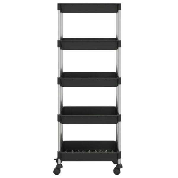 Berkfield 5-Tier Kitchen Trolley Black 42x29x128 cm Iron and ABS