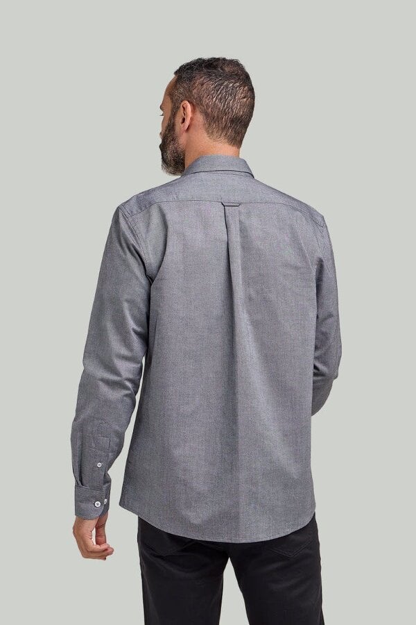 Charcoal Button-Down Collar Washed Oxford Shirt