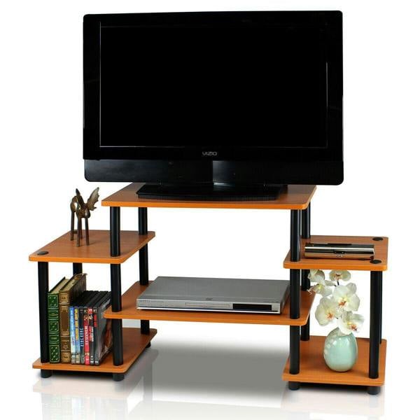 WALPLUS Modern Furniture Piece for Stylish and Functional Home Use | 11257LC/BK Turn N Tube No Tools Entertainment Center, Light Cherry/Black