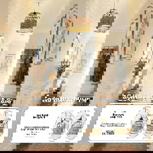 Emitto Modern Ceiling Pendant Light Shade Rattan Style Woven Lamp Shade 25cm