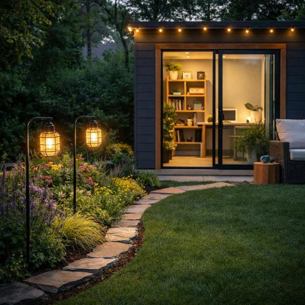 Gardenwize Pack of 2 Timeless Lantern Solar Stake Lights Vintage Caged LED Pathway Lights