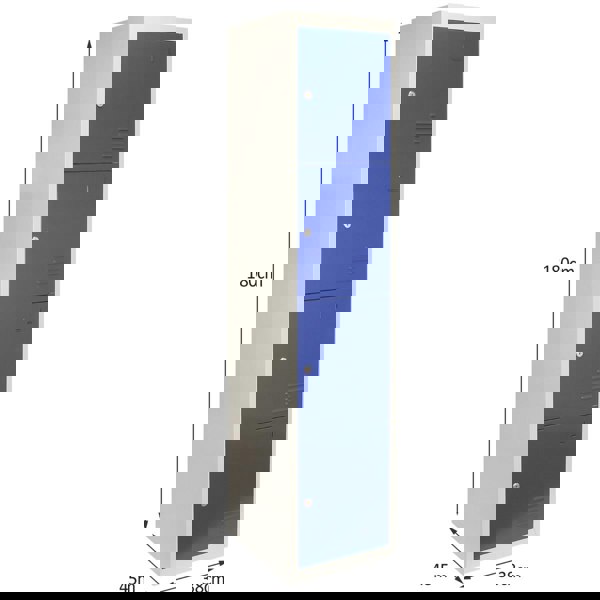 Monstershop Metal Storage Lockers - Four Doors, Flatpacked, Blue