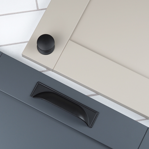 Handle & Home Matt Black Contemporary Cup Handles and Coordinating Knobs