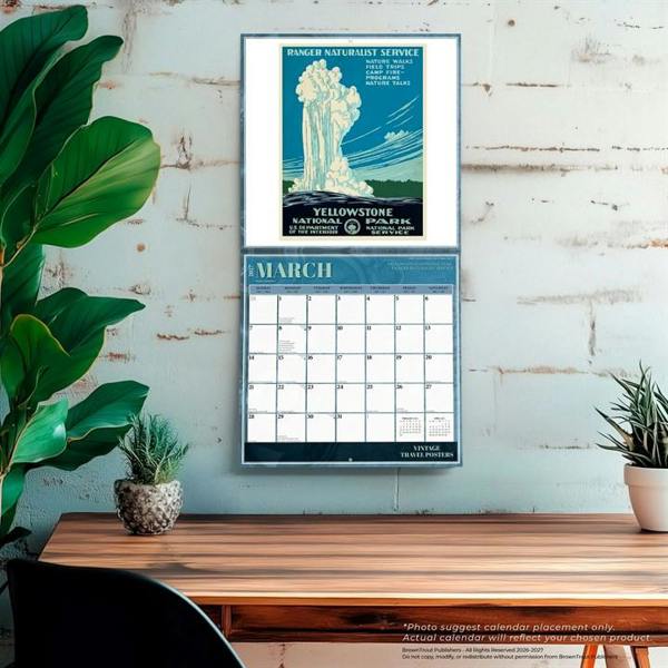 Vintage Travel Posters Calendar 2027, Wall Calendars, Month To View, Travel, Gift