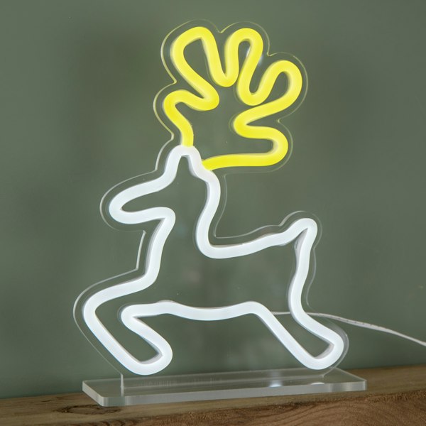 Samuel Alexander 25cm Light up Christmas Reindeer Table Top Neon Sign