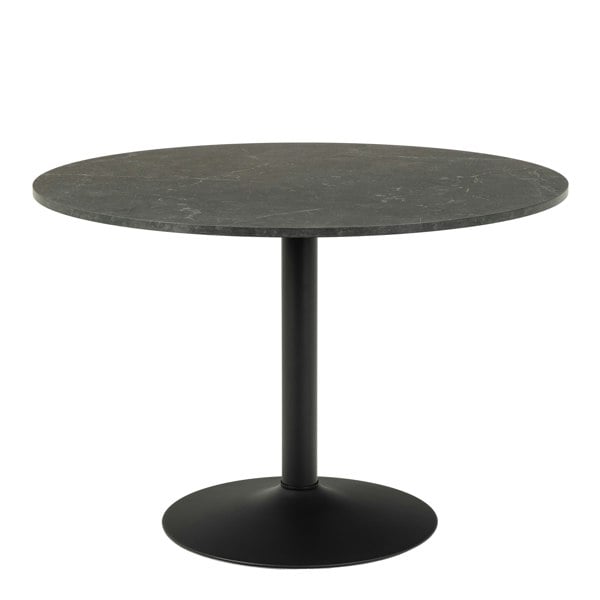 Furniture To Go Ibiza Round Dining Table with Black Top and Matt Black Base