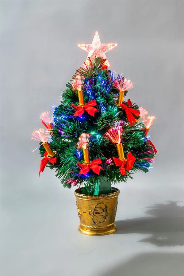 2ft to 6ft Candle & Bow Fibre Optic Christmas Trees, Green PVC, Pre-Lit LED image 1