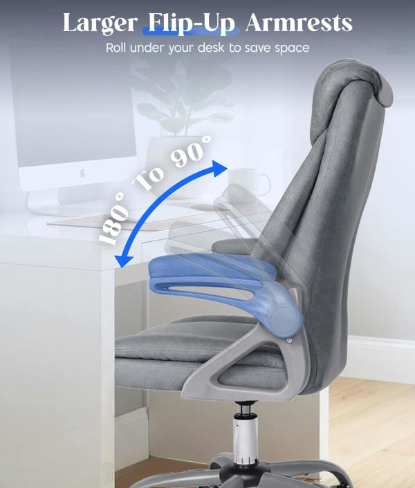 ADOV Executive Office Chair with Padded Flip-up Armrests, High Back Ergonomic Desk Chair with Lumbar Support